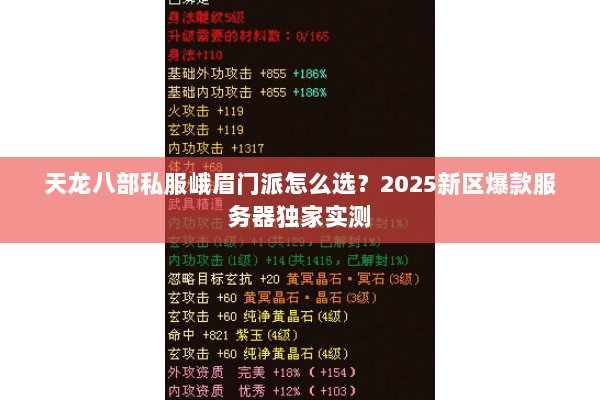 天龙八部私服峨眉门派怎么选?2025新区爆款服务器独家实测 天龙八部私服峨眉门派怎么选?2025新区爆款服务器独家实测