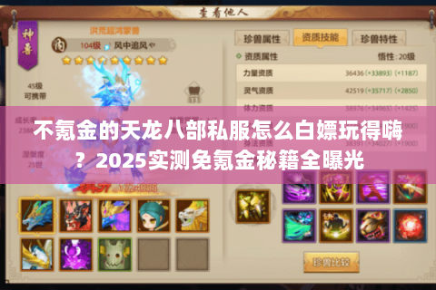 不氪金的天龙八部私服怎么白嫖玩得嗨?2025实测免氪金秘籍全曝光 不氪金的天龙八部私服怎么白嫖玩得嗨?2025实测免氪金秘籍全曝光