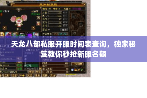 天龙八部私服开服时间表查询,独家秘笈教你秒抢新服名额 天龙八部私服开服时间表查询,独家秘笈教你秒抢新服名额