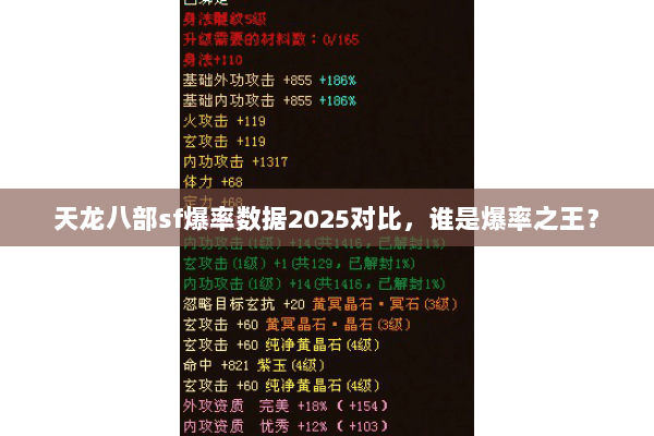 天龙八部sf爆率数据2025对比,谁是爆率之王? 天龙八部sf爆率数据2025对比,谁是爆率之王?