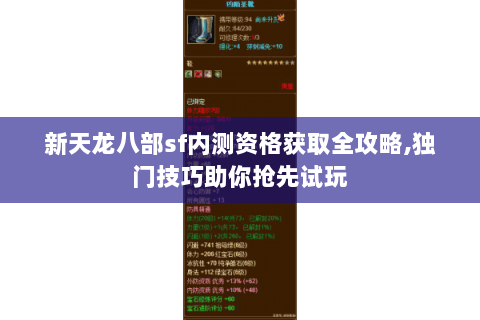 新天龙八部sf内测资格获取全攻略,独门技巧助你抢先试玩 新天龙八部sf内测资格获取全攻略,独门技巧助你抢先试玩