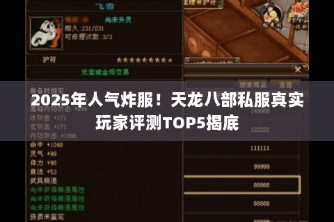 2025年人气炸服！天龙八部私服真实玩家评测TOP5揭底