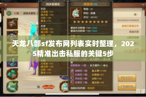 天龙八部sf发布网列表实时整理,2025精准出击私服的关键5步 天龙八部sf发布网列表实时整理,2025精准出击私服的关键5步
