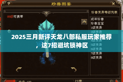 2025三月新评天龙八部私服玩家推荐，这7招避坑锁神区