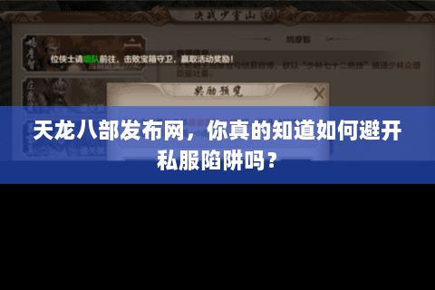 天龙八部发布网，你真的知道如何避开私服陷阱吗？