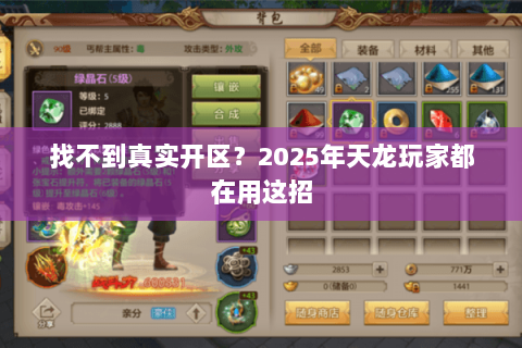 找不到真实开区?2025年天龙玩家都在用这招 找不到真实开区?2025年天龙玩家都在用这招
