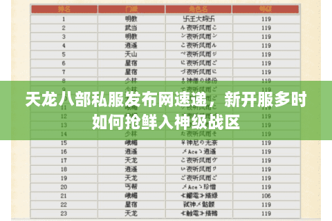 天龙八部私服发布网速递,新开服多时如何抢鲜入神级战区 天龙八部私服发布网速递,新开服多时如何抢鲜入神级战区