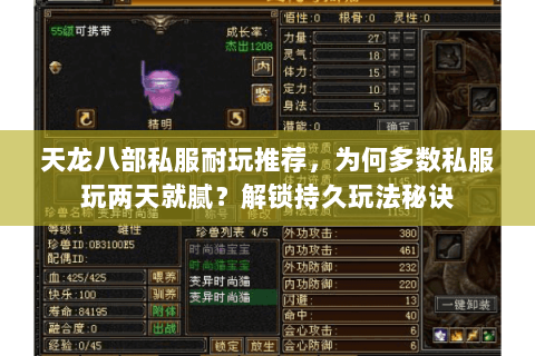 天龙八部私服耐玩推荐，为何多数私服玩两天就腻？解锁持久玩法秘诀