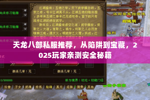 天龙八部私服推荐,从陷阱到宝藏,2025玩家亲测安全秘籍 天龙八部私服推荐,从陷阱到宝藏,2025玩家亲测安全秘籍