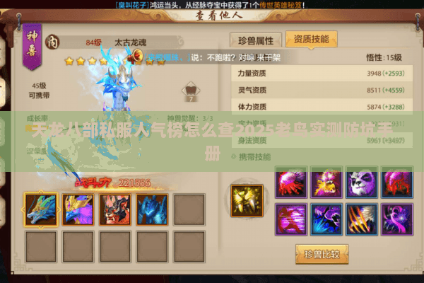 天龙八部私服人气榜怎么查2025老鸟实测防坑手册 天龙八部私服人气榜怎么查2025老鸟实测防坑手册