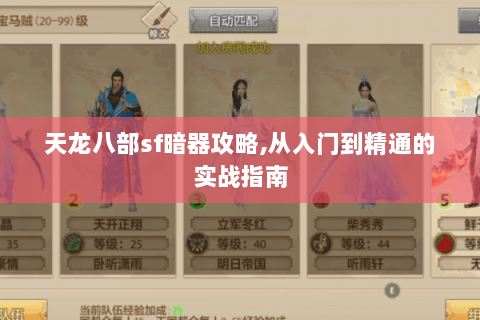 天龙八部sf暗器攻略,从入门到精通的实战指南 天龙八部sf暗器攻略,从入门到精通的实战指南