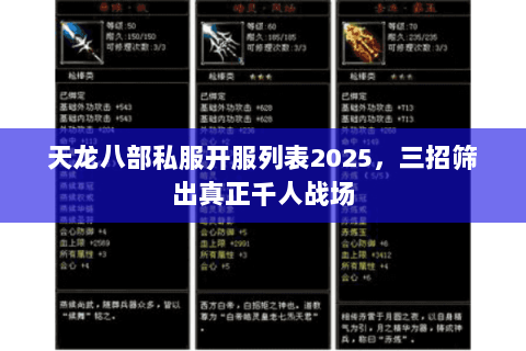 天龙八部私服开服列表2025,三招筛出真正千人战场 天龙八部私服开服列表2025,三招筛出真正千人战场