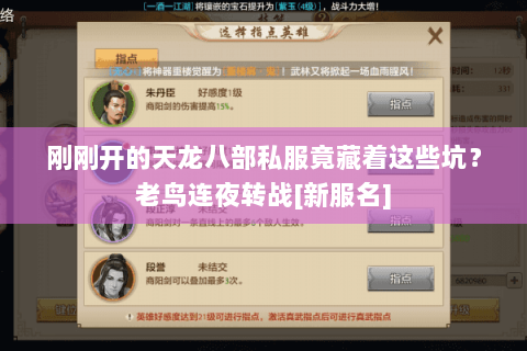 刚刚开的天龙八部私服竟藏着这些坑？老鸟连夜转战[新服名]