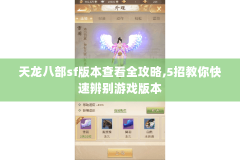 天龙八部sf版本查看全攻略,5招教你快速辨别游戏版本