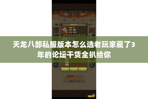 天龙八部私服版本怎么选老玩家藏了3年的论坛干货全扒给你 天龙八部私服版本怎么选老玩家藏了3年的论坛干货全扒给你