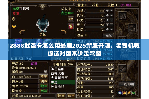 2888武圣卡怎么用最赚2025新服开测,老司机教你选对版本少走弯路 2888武圣卡怎么用最赚2025新服开测,老司机教你选对版本少走弯路