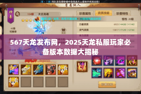 567天龙发布网，2025天龙私服玩家必备版本数据大揭秘