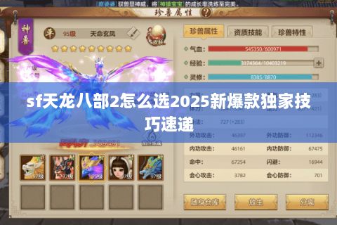 sf天龙八部2怎么选2025新爆款独家技巧速递 sf天龙八部2怎么选2025新爆款独家技巧速递