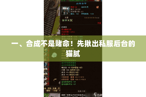 一、合成不是赌命!先揪出私服后台的猫腻 一、合成不是赌命!先揪出私服后台的猫腻