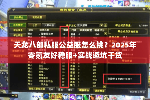 天龙八部私服公益服怎么挑？2025年零氪友好稳服+实战避坑干货