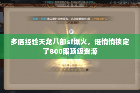 多倍经验天龙八部sf爆火,谁悄悄锁定了800服顶级资源 多倍经验天龙八部sf爆火,谁悄悄锁定了800服顶级资源