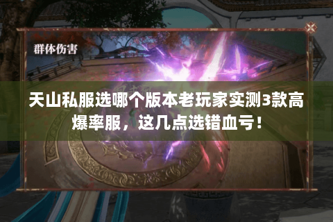 天山私服选哪个版本老玩家实测3款高爆率服,这几点选错血亏! 天山私服选哪个版本老玩家实测3款高爆率服,这几点选错血亏!