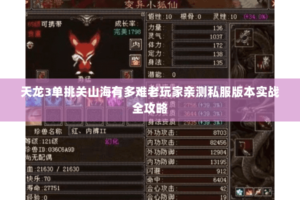 天龙3单挑关山海有多难老玩家亲测私服版本实战全攻略 天龙3单挑关山海有多难老玩家亲测私服版本实战全攻略