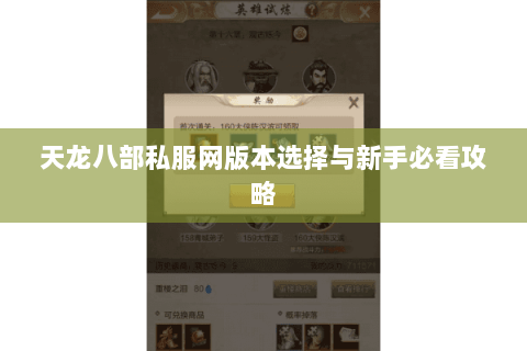 天龙八部私服网版本选择与新手必看攻略 天龙八部私服网版本选择与新手必看攻略