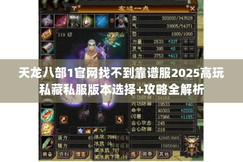 天龙八部1官网找不到靠谱服2025高玩私藏私服版本选择+攻略全解析