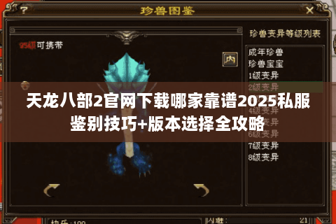 天龙八部2官网下载哪家靠谱2025私服鉴别技巧+版本选择全攻略 天龙八部2官网下载哪家靠谱2025私服鉴别技巧+版本选择全攻略