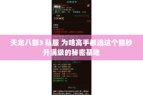 天龙八部3 私服 为啥高手都选这个能秒升满级的秘密基地 天龙八部3 私服 为啥高手都选这个能秒升满级的秘密基地