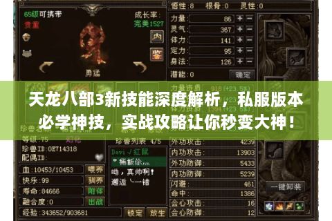 天龙八部3新技能深度解析,私服版本必学神技,实战攻略让你秒变大神! 天龙八部3新技能深度解析,私服版本必学神技,实战攻略让你秒变大神!