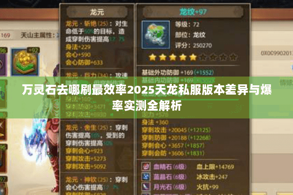 万灵石去哪刷最效率2025天龙私服版本差异与爆率实测全解析 万灵石去哪刷最效率2025天龙私服版本差异与爆率实测全解析