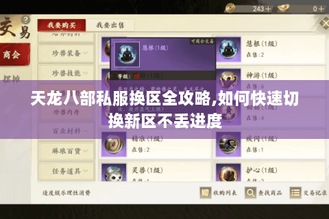 天龙八部私服换区全攻略,如何快速切换新区不丢进度