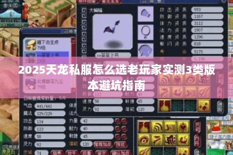 2025天龙私服怎么选老玩家实测3类版本避坑指南 2025天龙私服怎么选老玩家实测3类版本避坑指南