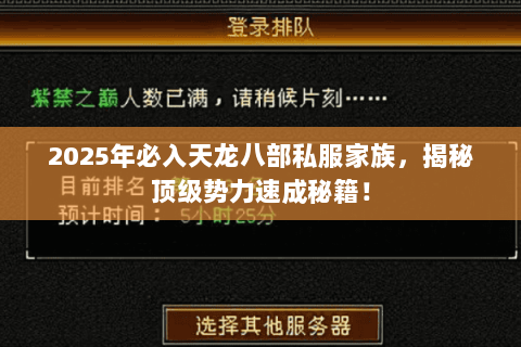 2025年必入天龙八部私服家族,揭秘顶级势力速成秘籍! 2025年必入天龙八部私服家族,揭秘顶级势力速成秘籍!