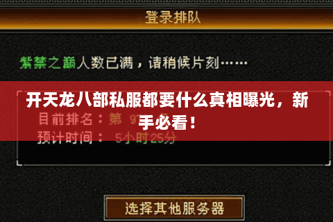 开天龙八部私服都要什么真相曝光,新手必看! 开天龙八部私服都要什么真相曝光,新手必看!