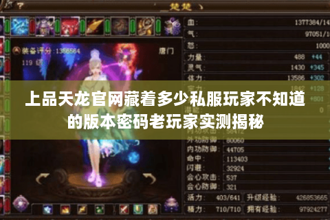 上品天龙官网藏着多少私服玩家不知道的版本密码老玩家实测揭秘 上品天龙官网藏着多少私服玩家不知道的版本密码老玩家实测揭秘