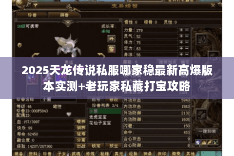 2025天龙传说私服哪家稳最新高爆版本实测+老玩家私藏打宝攻略 2025天龙传说私服哪家稳最新高爆版本实测+老玩家私藏打宝攻略