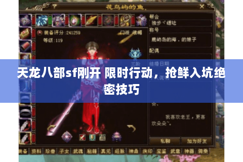 天龙八部sf刚开 限时行动，抢鲜入坑绝密技巧