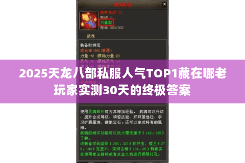 2025天龙八部私服人气TOP1藏在哪老玩家实测30天的终极答案 2025天龙八部私服人气TOP1藏在哪老玩家实测30天的终极答案