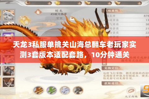 天龙3私服单挑关山海总翻车老玩家实测3套版本适配套路,10分钟通关 天龙3私服单挑关山海总翻车老玩家实测3套版本适配套路,10分钟通关