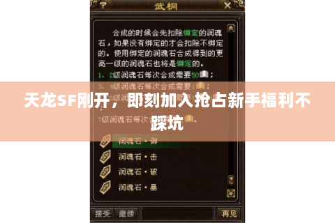 天龙SF刚开,即刻加入抢占新手福利不踩坑 天龙SF刚开,即刻加入抢占新手福利不踩坑
