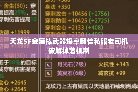 天龙SF金箍棒武器爆率翻倍私服老司机破解掉落机制 天龙SF金箍棒武器爆率翻倍私服老司机破解掉落机制