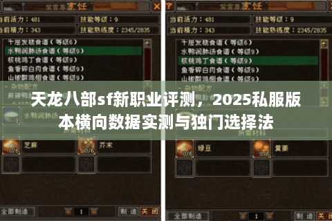 天龙八部sf新职业评测,2025私服版本横向数据实测与独门选择法 天龙八部sf新职业评测,2025私服版本横向数据实测与独门选择法