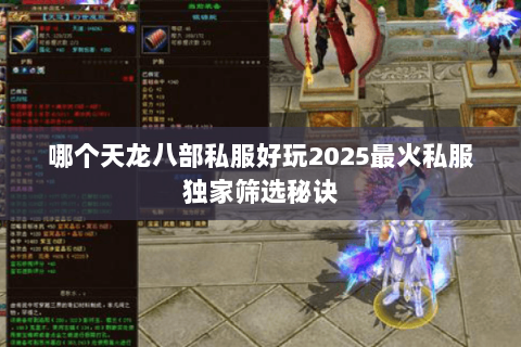 哪个天龙八部私服好玩2025最火私服独家筛选秘诀 哪个天龙八部私服好玩2025最火私服独家筛选秘诀