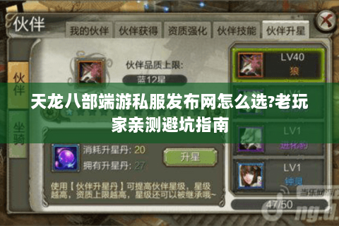 天龙八部端游私服发布网怎么选?老玩家亲测避坑指南