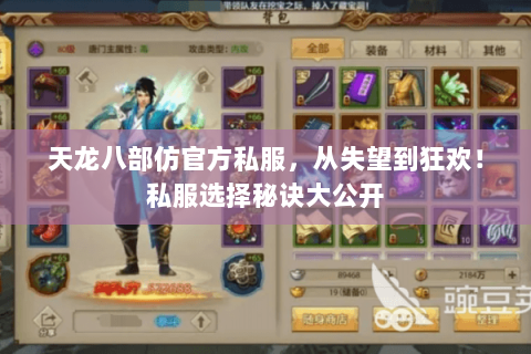 天龙八部仿官方私服，从失望到狂欢！私服选择秘诀大公开