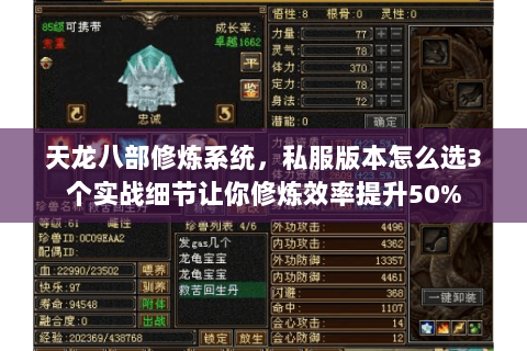 天龙八部修炼系统,私服版本怎么选3个实战细节让你修炼效率提升50% 天龙八部修炼系统,私服版本怎么选3个实战细节让你修炼效率提升50%