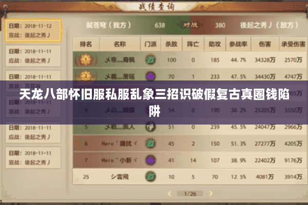 天龙八部怀旧服私服乱象三招识破假复古真圈钱陷阱 天龙八部怀旧服私服乱象三招识破假复古真圈钱陷阱